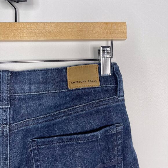 American Eagle 2 Next Level Stretch Super Hi Rise Shortie Denim Rolled Cuff Hem - Picture 4 of 9